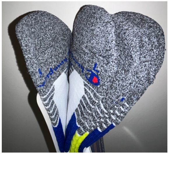 Champion No Show Socks 3 Pair Men's 6-12 White Black Yellow Blue w Logo NEW $18 - Picture 9 of 12